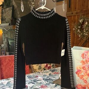 Altar'd State Black and White Stitch Crop Top